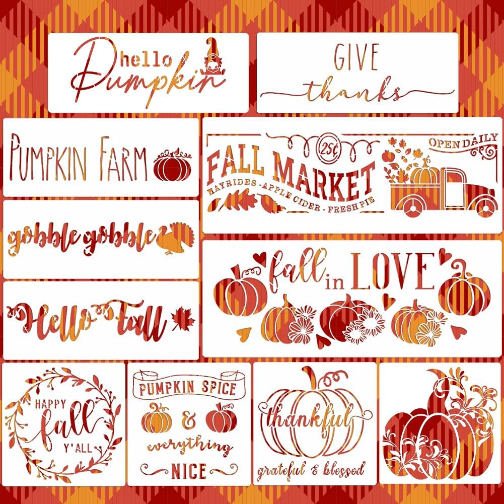 Fall Stencils: Pumpkin Stencil, Thanksgiving Stencil for Painting on Wood, Autumn Thankful Stencil for Porch, Wood Signs, Door Canvas Fabric