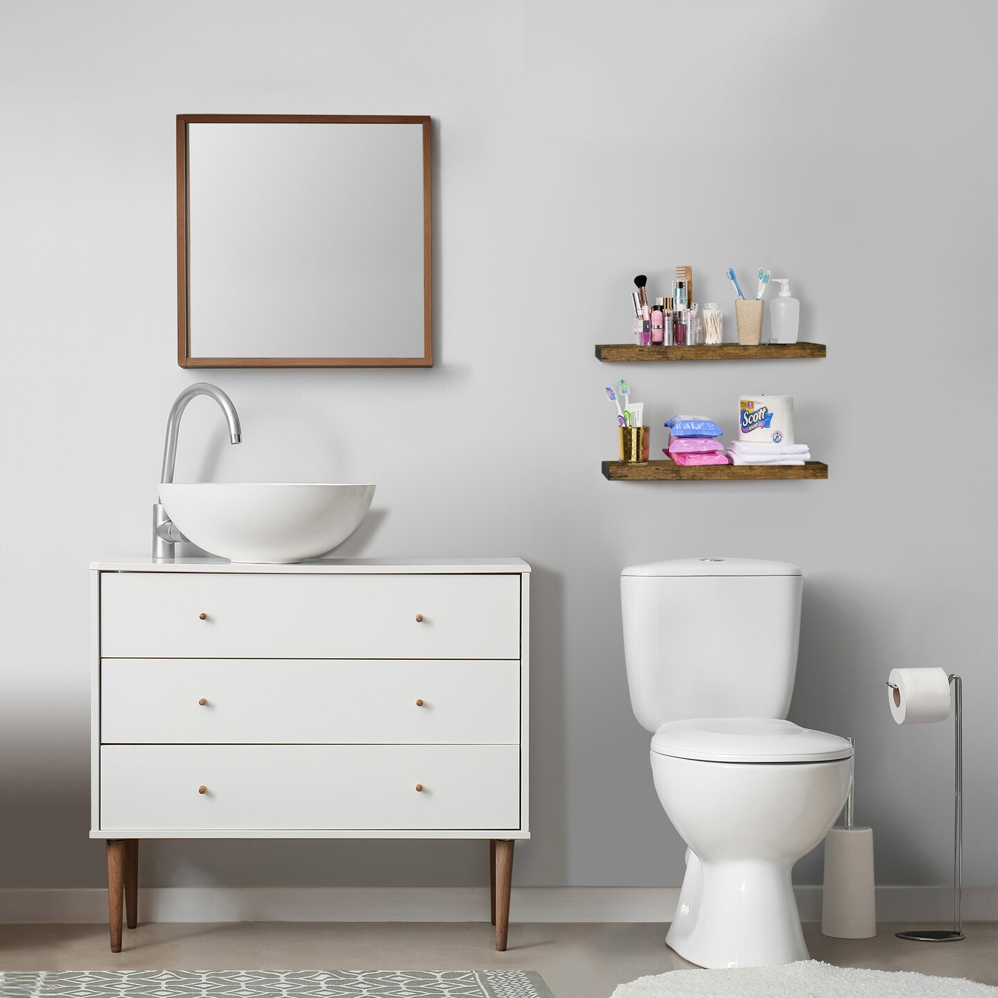 Sorbus Floating Shelves, 24 x 9 Inch Wall Mounted Wall Shelves 2 Pack for Bedroom, Kitchen, Living Room, Bathroom, and Over the Toilet