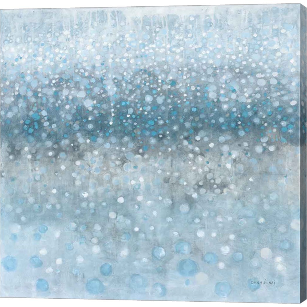 Abstract Rain Slate Blue by Danhui Nai 24" x 24" Canvas Wall Art