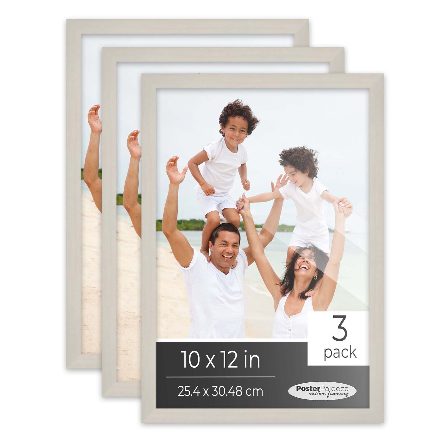 Pack of 3 White Washed Picture Frames | Solid Wood | UV-Resistant Acrylic | Easy Gallery Wall Setup