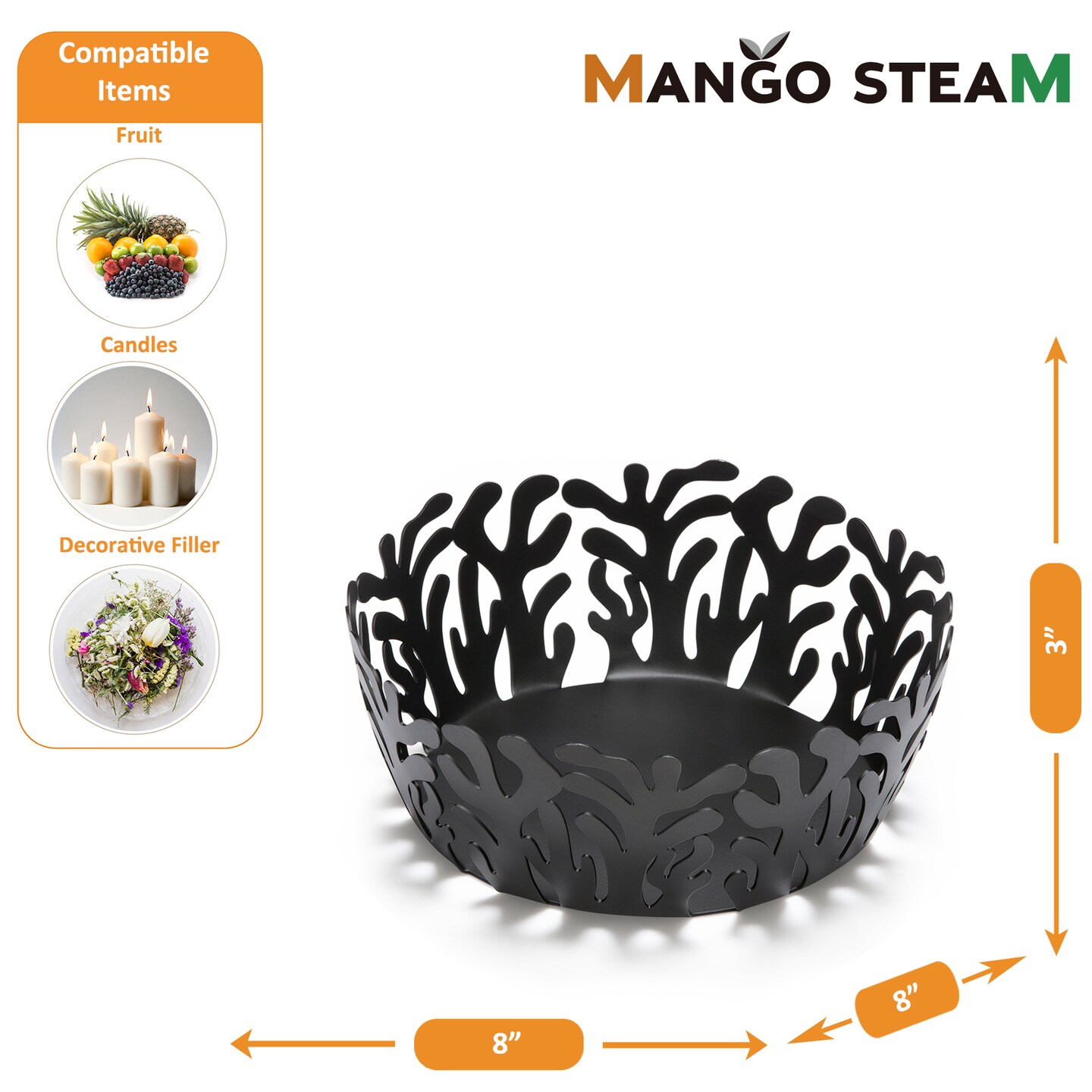 Mango Steam Decorative Coral Fruit & Candy Basket Centerpiece