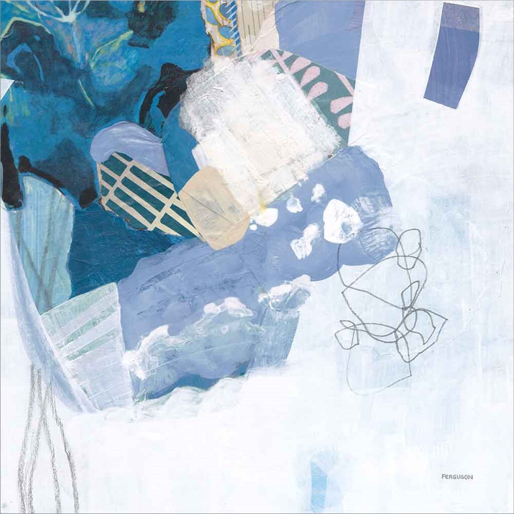 Abstract Layers II Blue by Kathy Ferguson 24" x 24" Canvas Wall Art