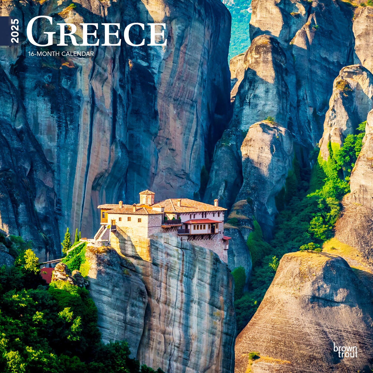 Greece | 2025 12 x 24 Inch Monthly Square Wall Calendar | Plastic-Free | BrownTrout | Travel Europe Balkans Athens Mykonos