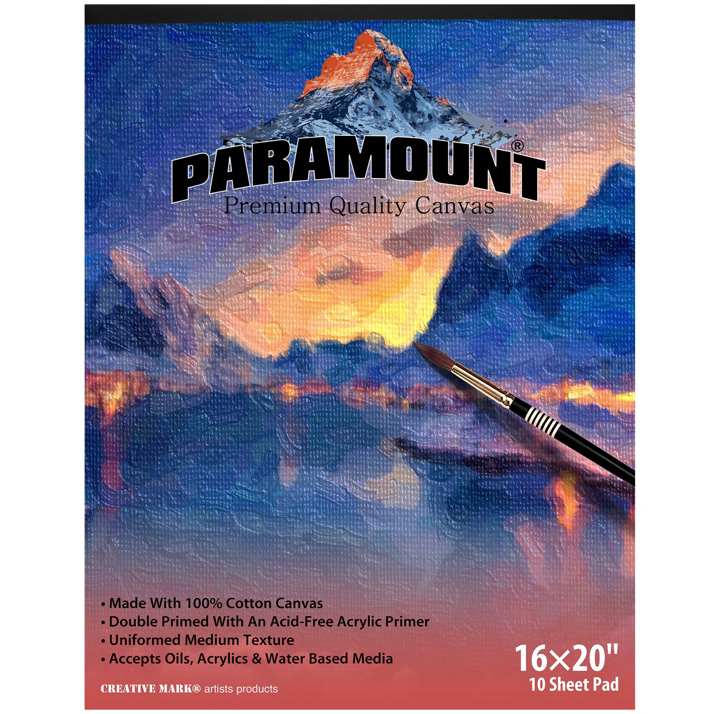 Paramount Universal Primed Premium Cotton White Canvas Pads - White - Multi10 Sheets - Universal Double Primed Cotton Canvas Pads for Students, Drawing, Painting, Travel, & More