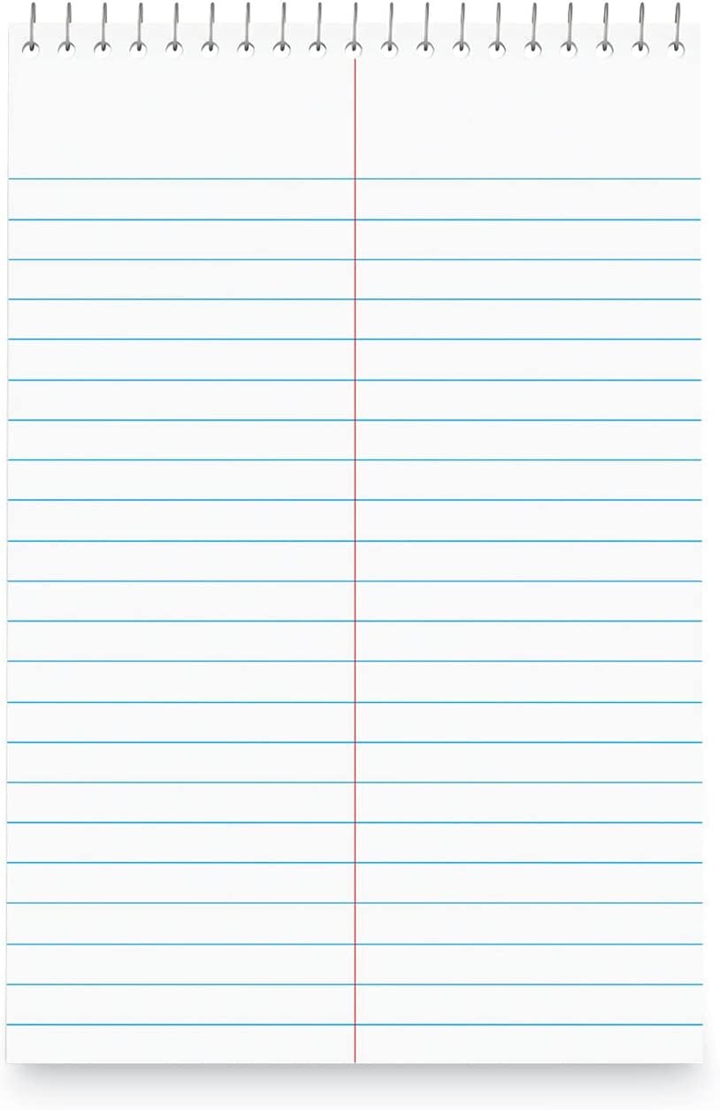 Steno Pads Notebooks, Top Bound Spiral Steno Book -Stenos Note Pads Gregg Ruled, White, 80 Sheets per Steno Notepad - 6 X 9 Inch - Great for Note-Taking and Making To-Do Lists - 6 Pack