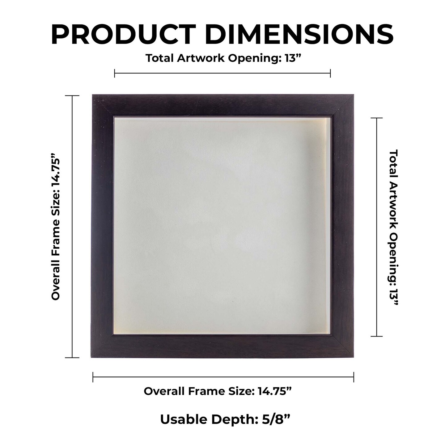 Rich Dark Brown Wood Shadow Box Frame with Acrylic Front - White Suede Backing, 30 Sizes