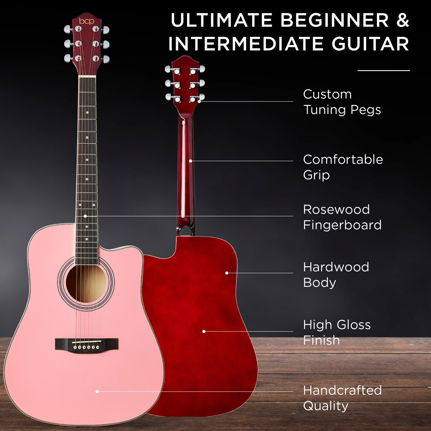 Best Choice Products 41in Full Size Beginner Acoustic Guitar Set with Case, Strap, Capo, Strings