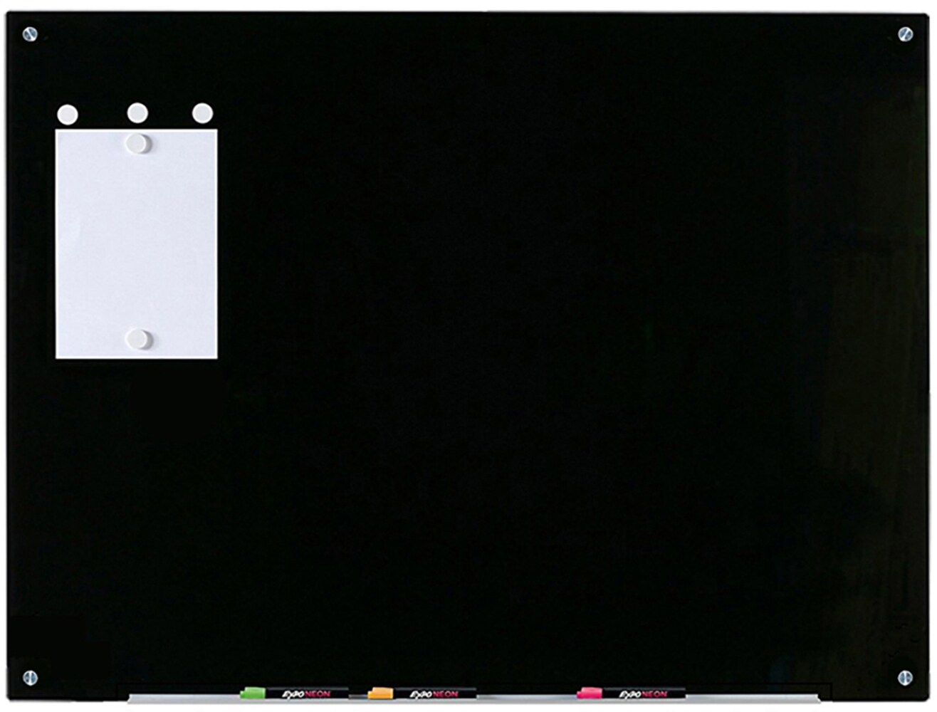 Audio-Visual Direct Magnetic Black Glass Dry-Erase Board Set Includes Magnets, Hardware & Marker Tray