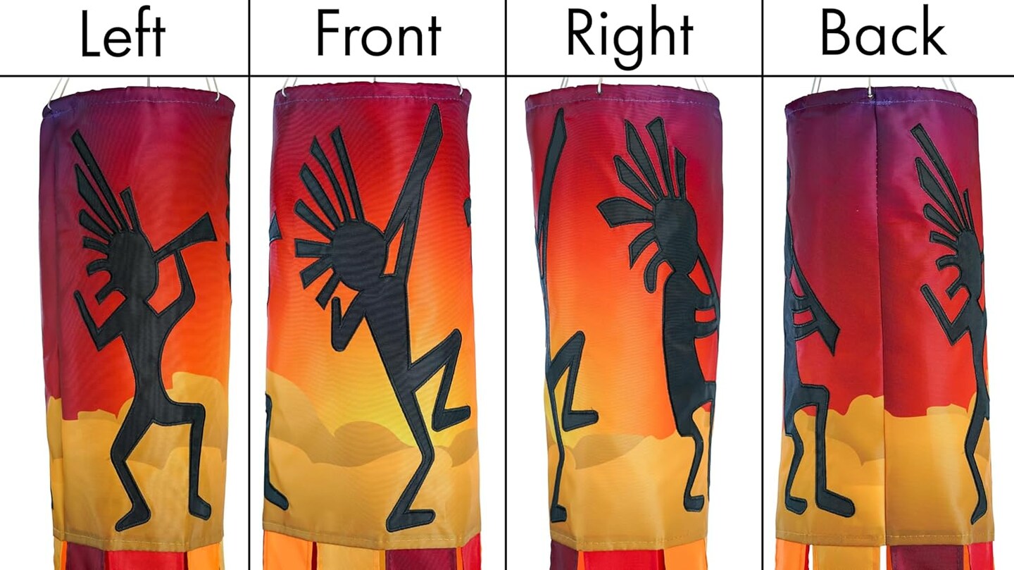 In the Breeze 5233 &#x2014; Dancing Kokopelli Inspiration Windsock&#x2122; &#x2014; Vibrant Southwest Outdoor Garden D&#xE9;cor