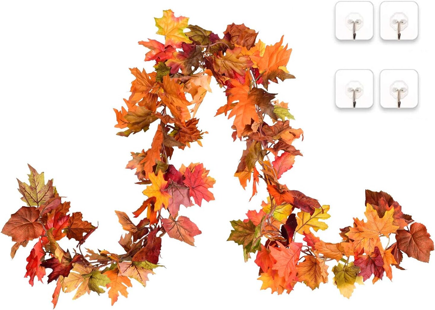 2 Pack Fall Garland Maple Leaf Clearance, 5.9Ft/Piece Hanging Vine Garland Artificial Autumn Foliage Garland Thanksgiving Decoration for Home Wedding Fireplace Party Christmas