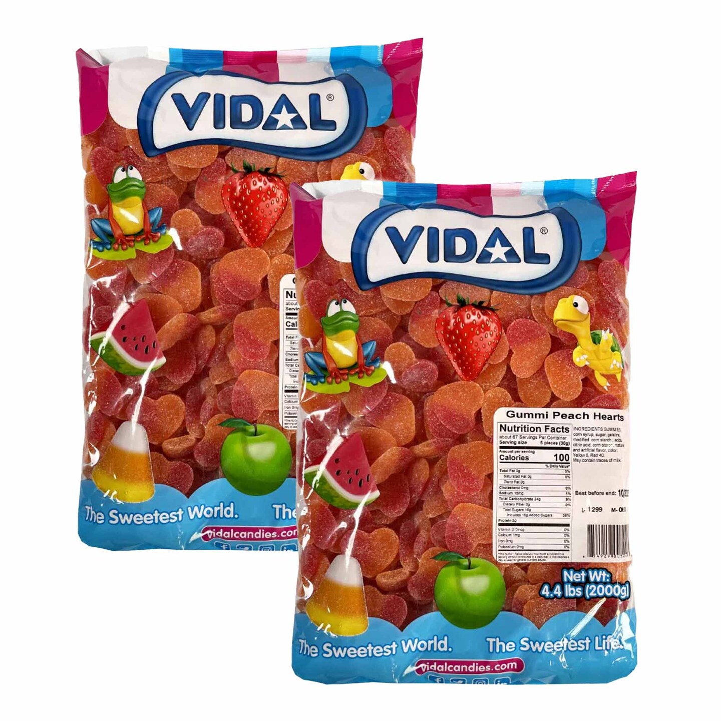 Vidal Peach Hearts 4.4 lb Sugared