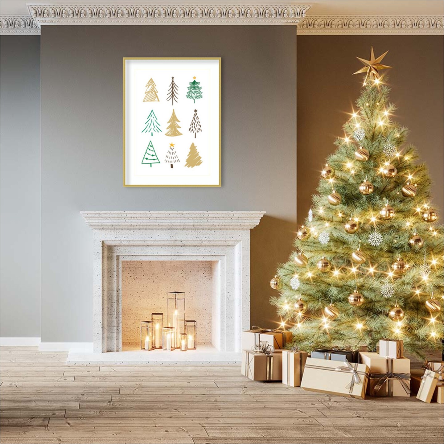 Christmas Trees 1 by Kristina N. Wood Framed Wall Art Print