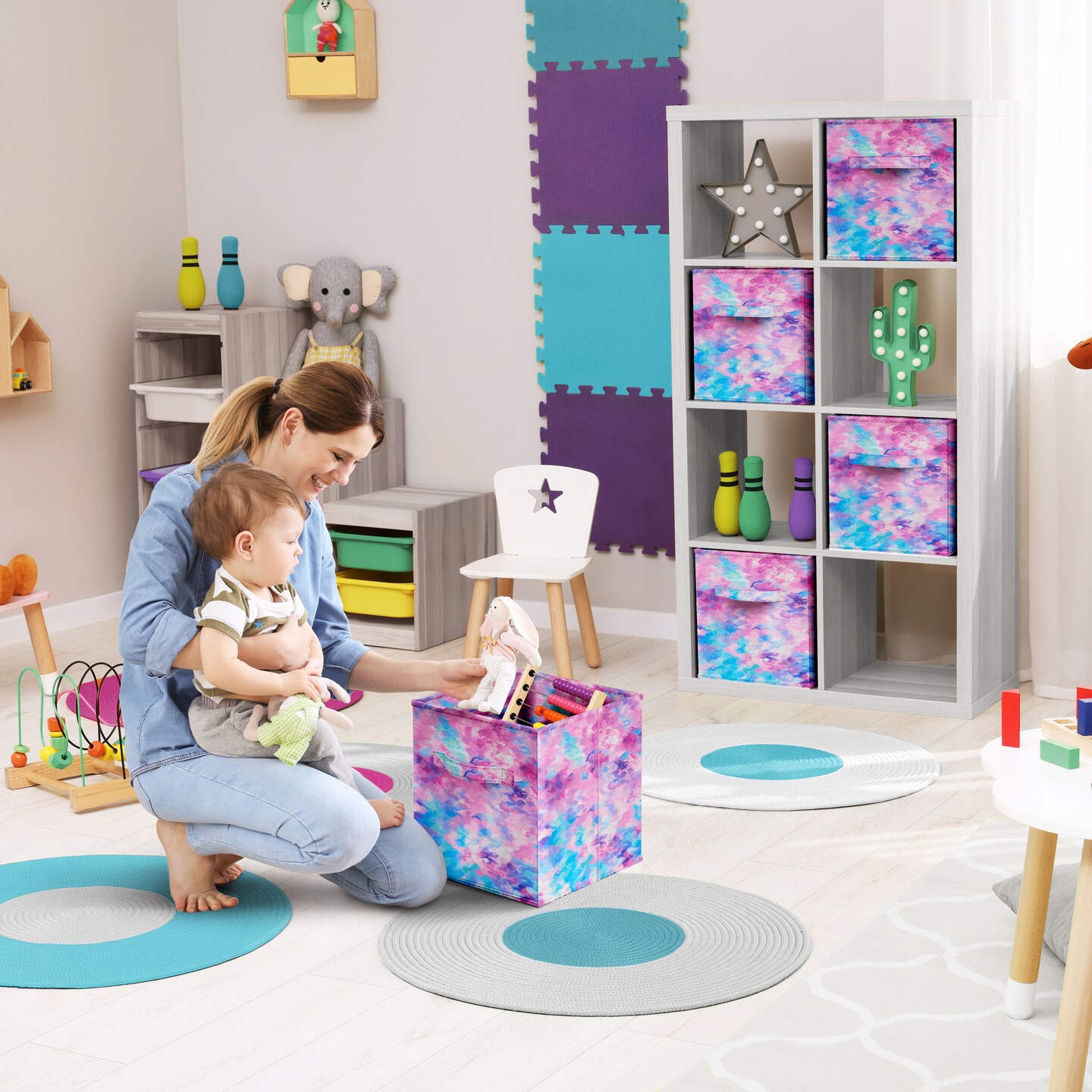 Sorbus Fabric Storage Cube - 11 Inch Foldable Storage Bin for Clothes Storage & Closet Organizer with Handle (Tie Dye)