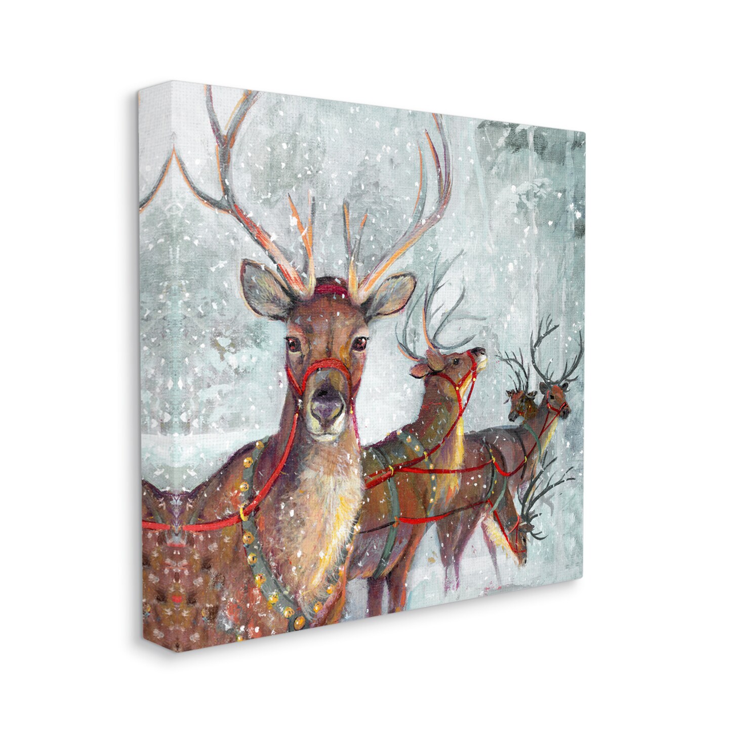 Stupell Industries Winter Reindeer Holiday Landscape Canvas Wall Art