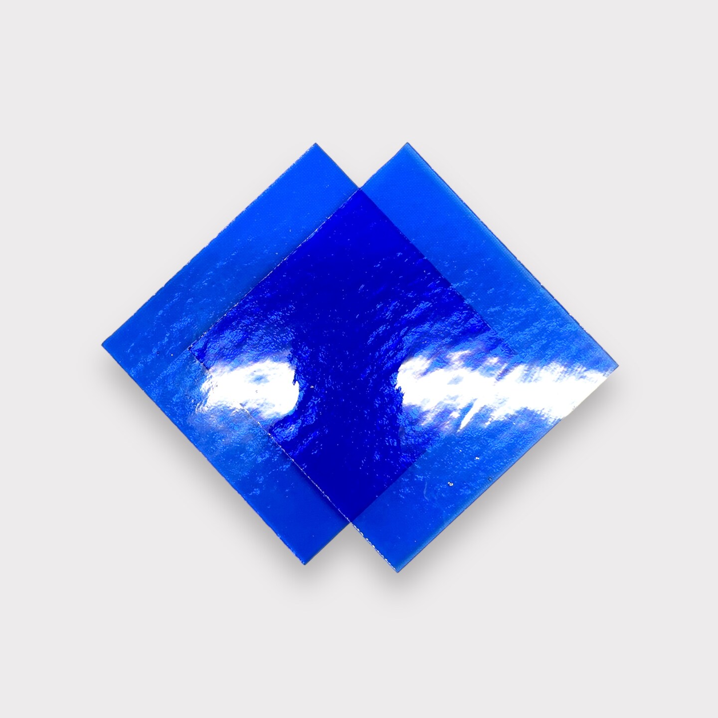 Sapphire Blue Transparent COE 96 Fusible Glass Sheets / Mosaic Squares - 2 Pack