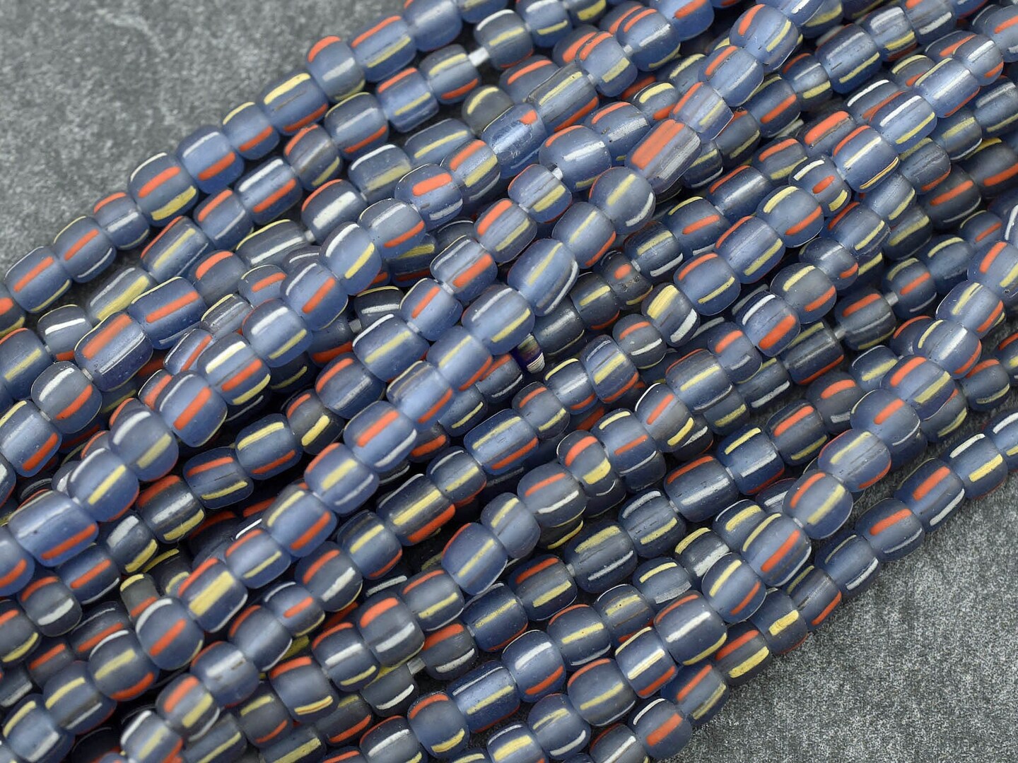 Striped Java Glass Beads -- Approx 24&#x22; Strand -  Indonesian Glass Beads