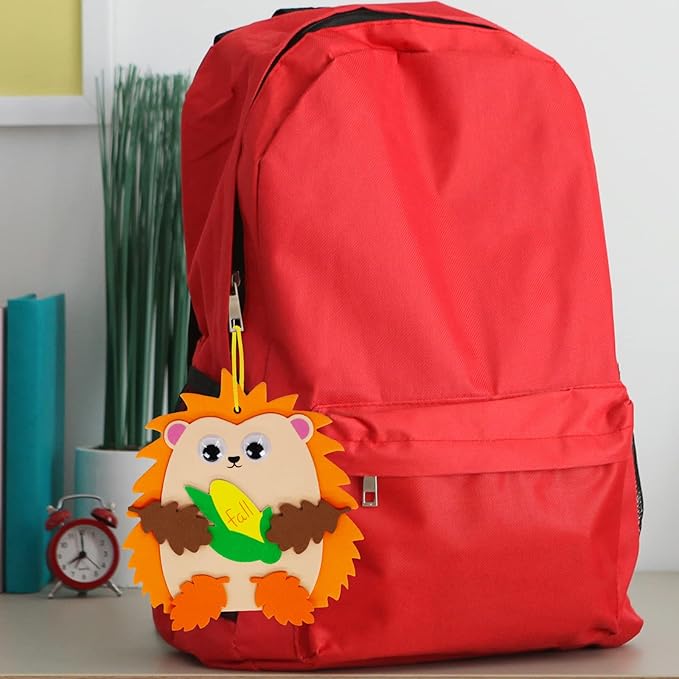 Fall Craft Kits, 24 Sets DIY Fall Hedgehog Ornaments and Decorations Art Sets Autumn Maple Leaf Pumpkin Foam Stickers. Googly eyes for kids. Thanksgiving Halloween Classroom Activities Party Favors