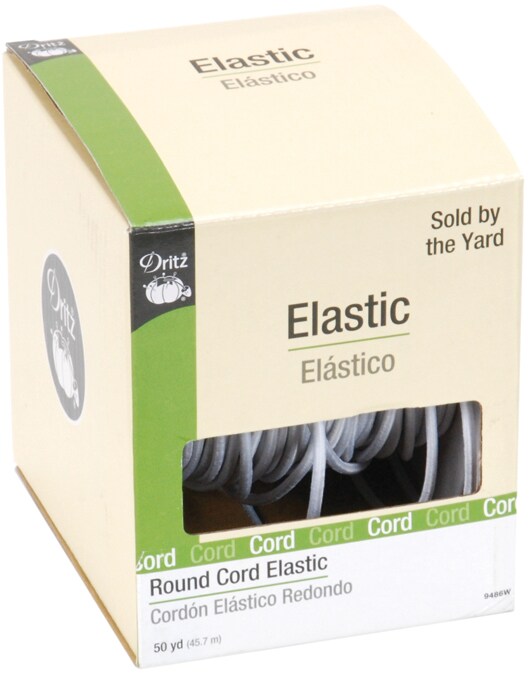 Round Cord White Elastic, 50 2024 yards by Dritz