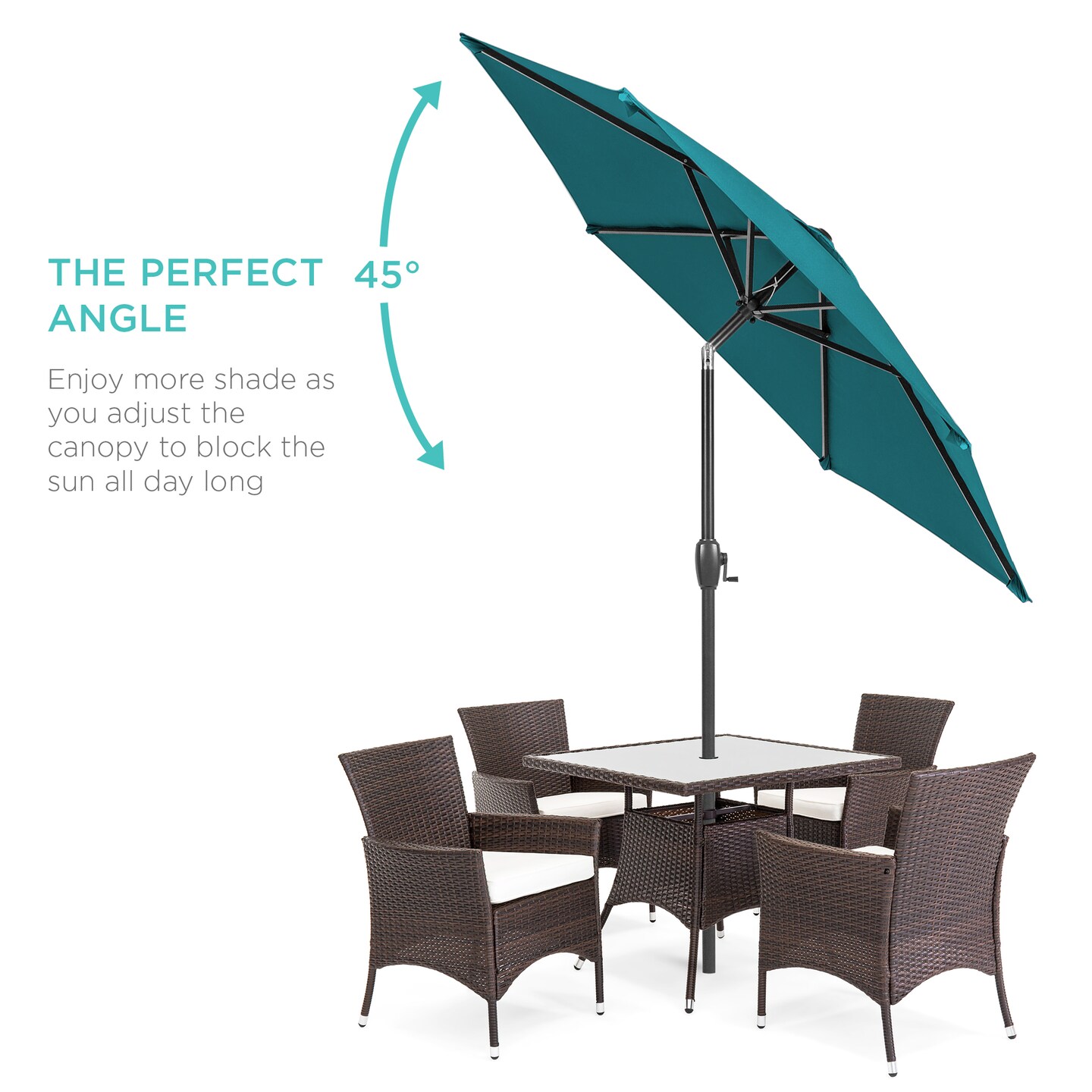 Best Choice Products 7.5ft Heavy-Duty Outdoor Market Patio Umbrella w/ Push Button Tilt, Easy Crank