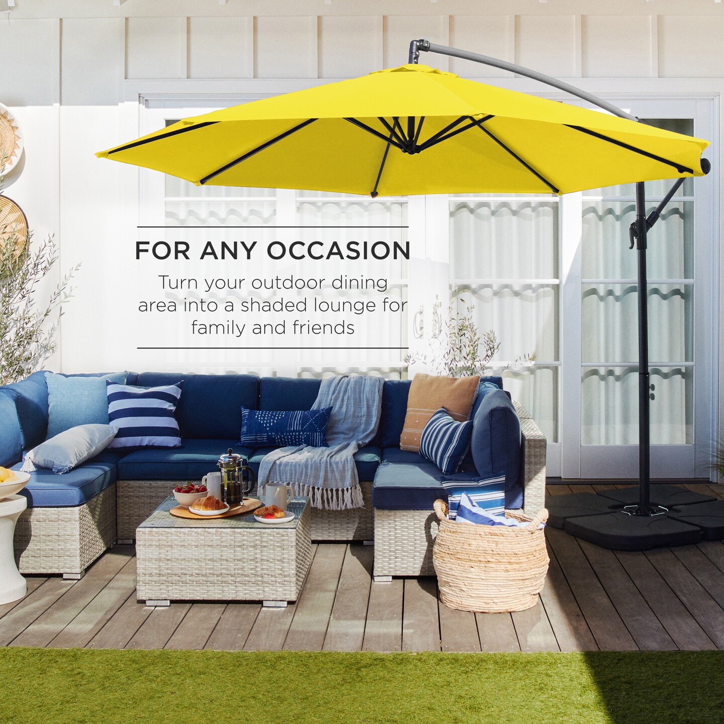 Best Choice Products 10ft Offset Hanging Outdoor Market Patio Umbrella w/ Easy Tilt Adjustment