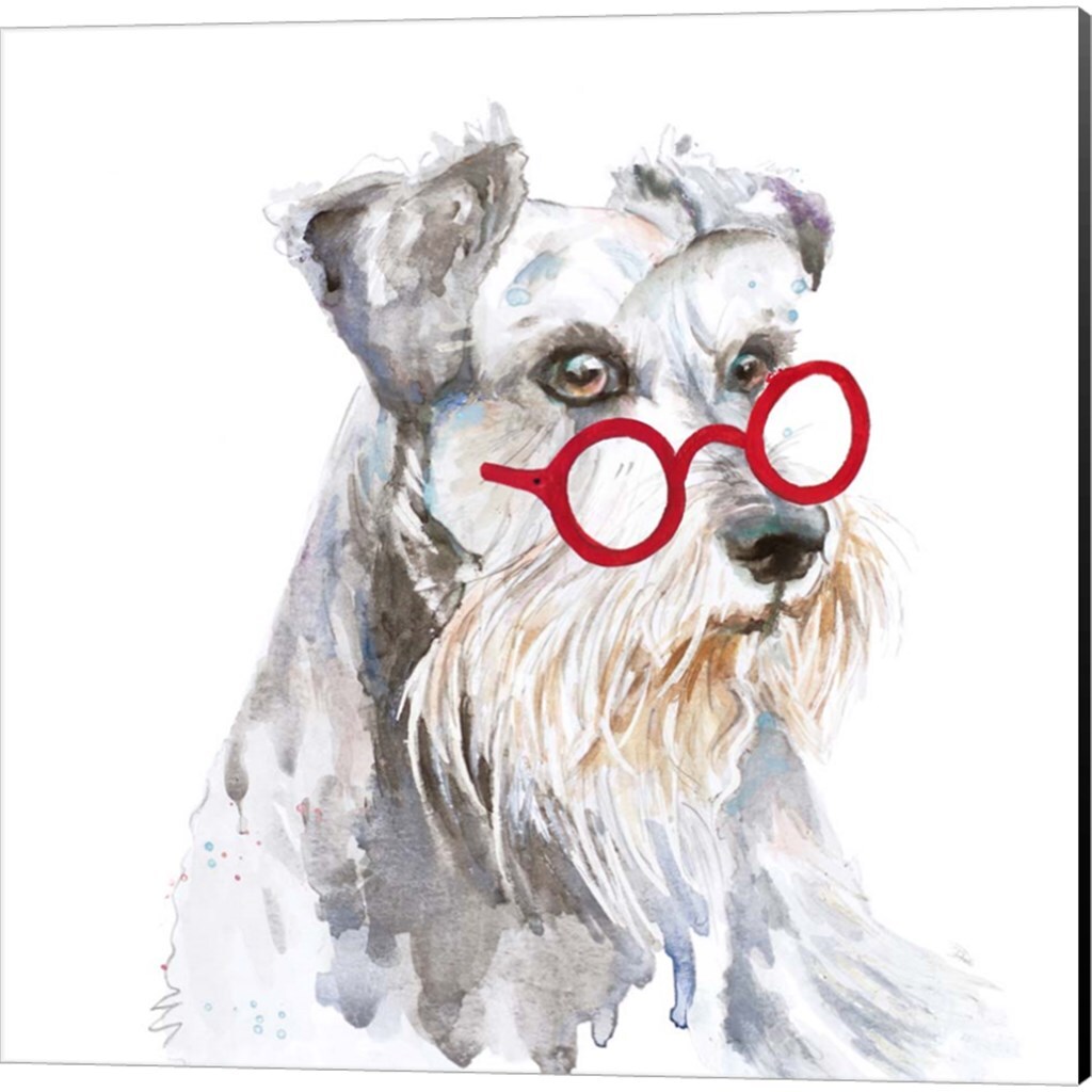 Schnauzer & French Bulldog With Glasses by Patricia Pinto 14" x 14" Canvas Wall Art (Set of 2)