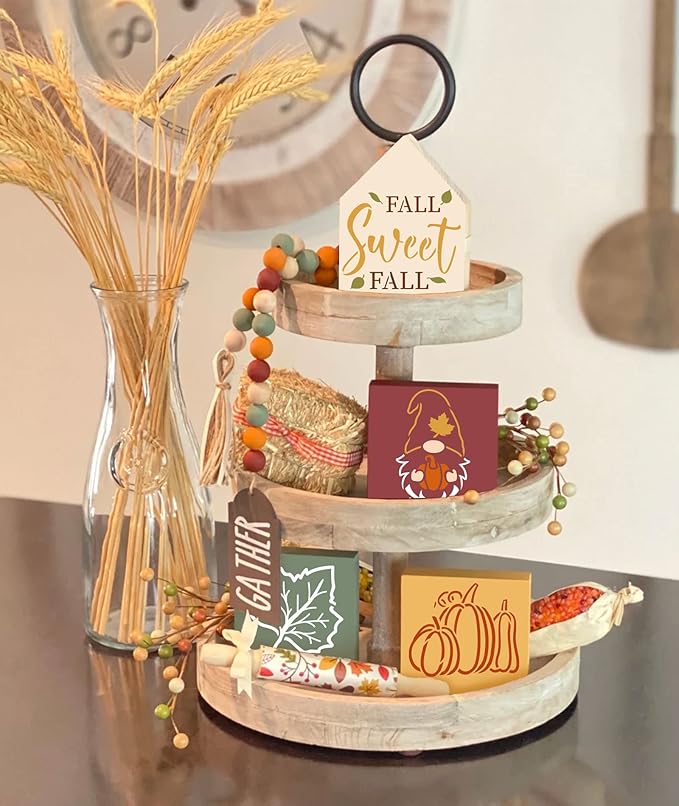 24pcs fall stencils 3x3 in reusable, small fall stencil for painting on wood- autumn templates for Thanksgiving DIY crafts ornaments wood slice