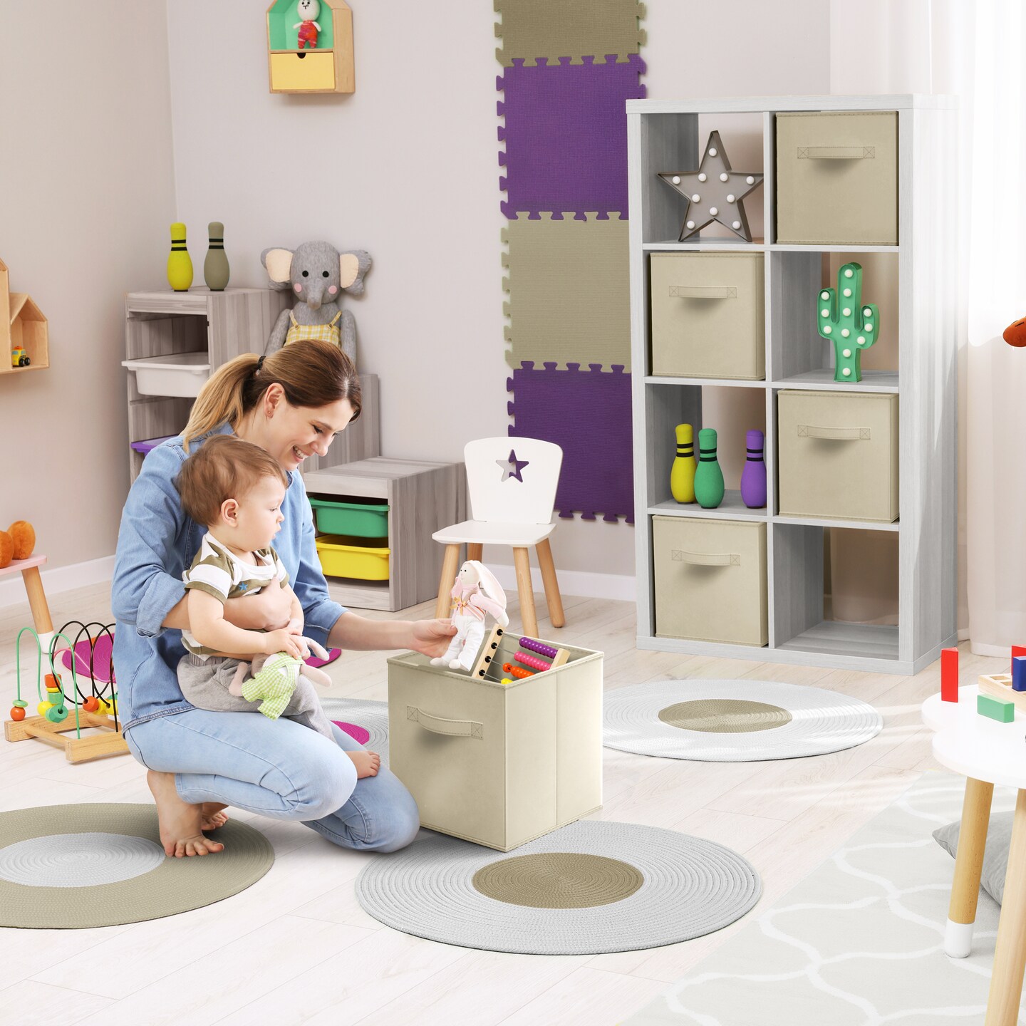 Sorbus 8 Pack 11 Inch Foldable Storage Cubes with Handles- for Organizing Home, Shelves, Nursery, Playroom, Closet and More