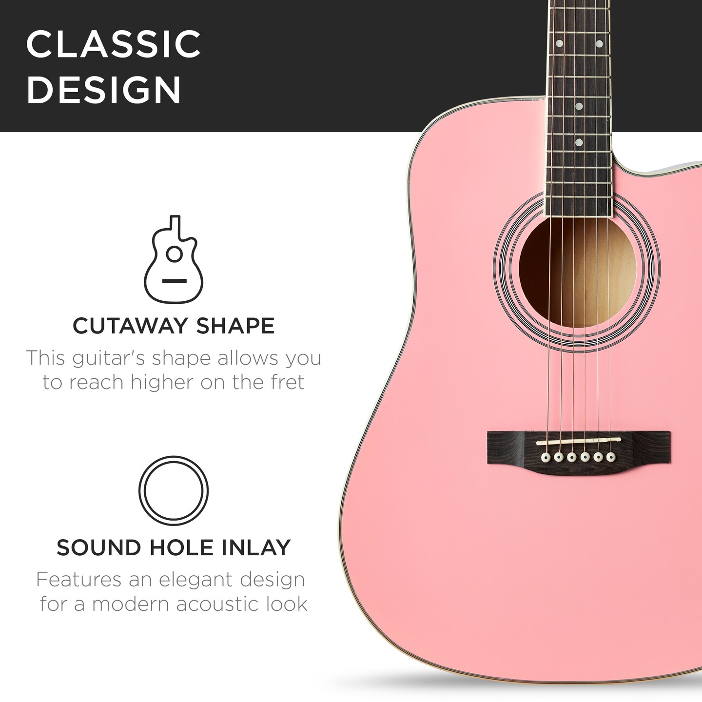 Best Choice Products 41in Full Size Beginner Acoustic Guitar Set with Case, Strap, Capo, Strings
