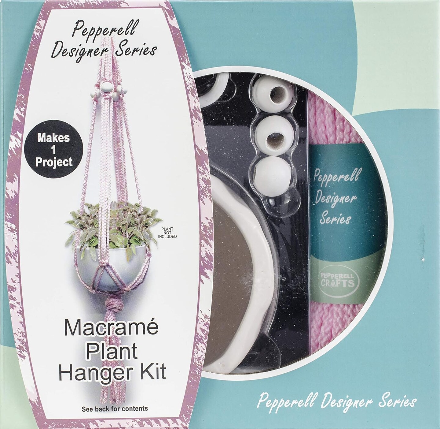 Pepperell Designer Macrame Plant Hanger Kit-Pink