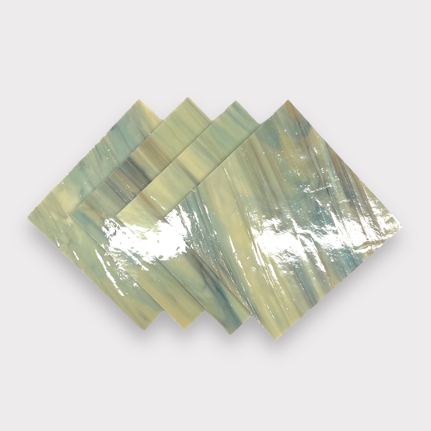 Black Oyster Pearl Prisma COE 96 Fusible Glass Sheets / Mosaic Squares - 4 Pack