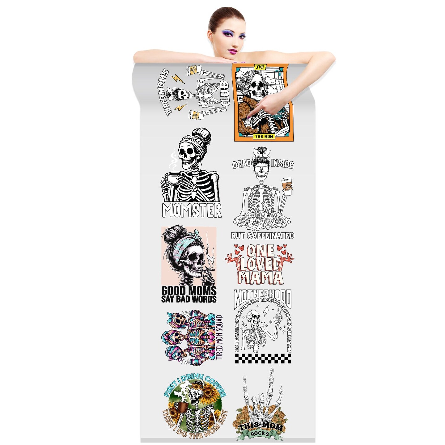 Skeleton Mom Mother&#x27;s Day Direct-to-Film DTF Transfer Gang Sheets - 22x60