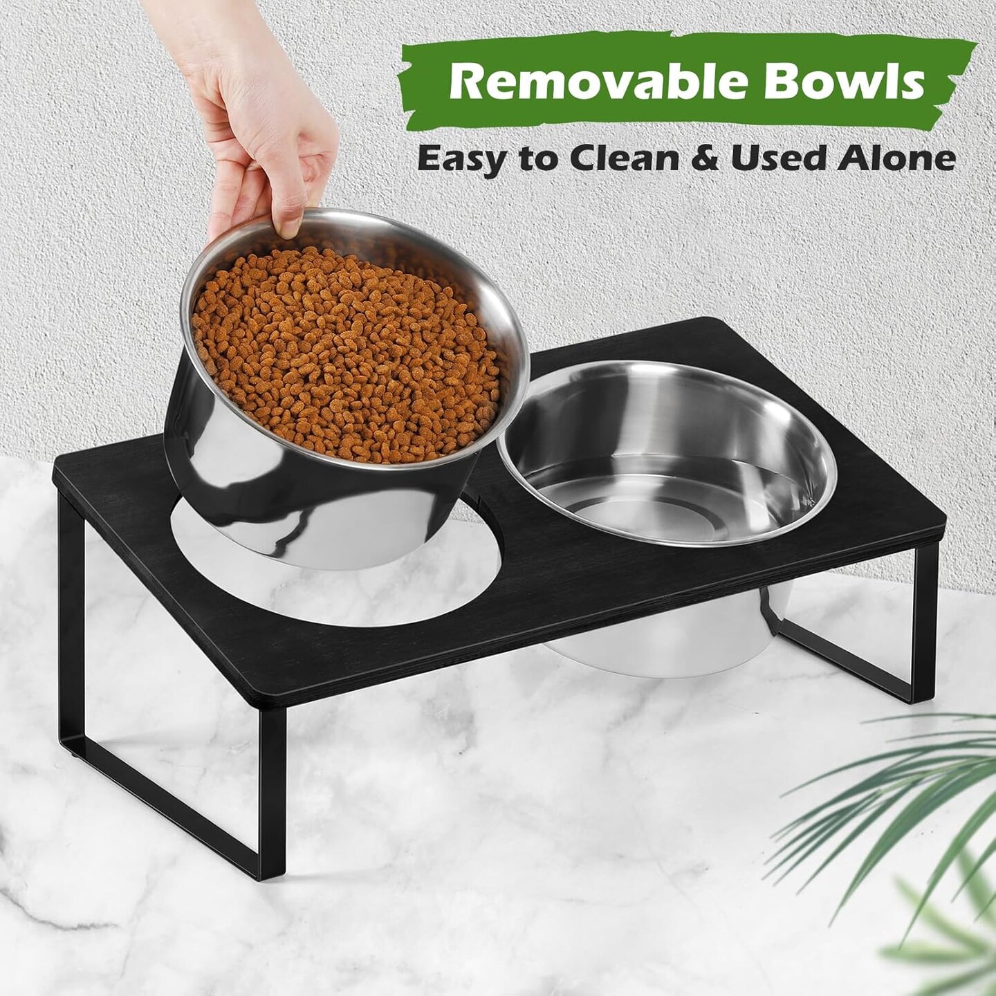 Dogs/Cats Bowl Raised Stainless Steel Dogs/Cats Feeding Station 10&#xB0; Tilted Feeding Bowl
