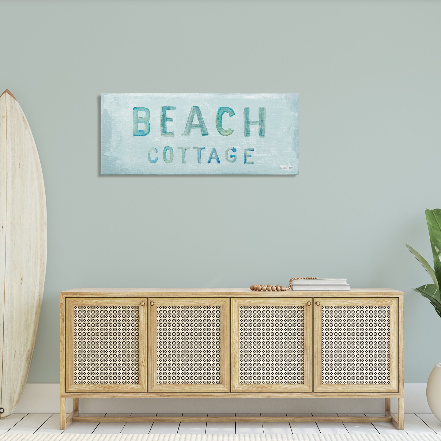 Stupell Industries Rustic Beach Cottage Watercolor Canvas Wall Art