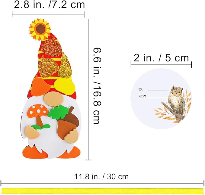 24 Sets of Fall Craft Kits DIY Fall Gnome Ornament Decorations Art Sets Fall Leaf Pumpkin Sunflower Foam Stickers. Arts &#x26; crafts for kids in the autumn Halloween Thanksgiving Activity: Art Project