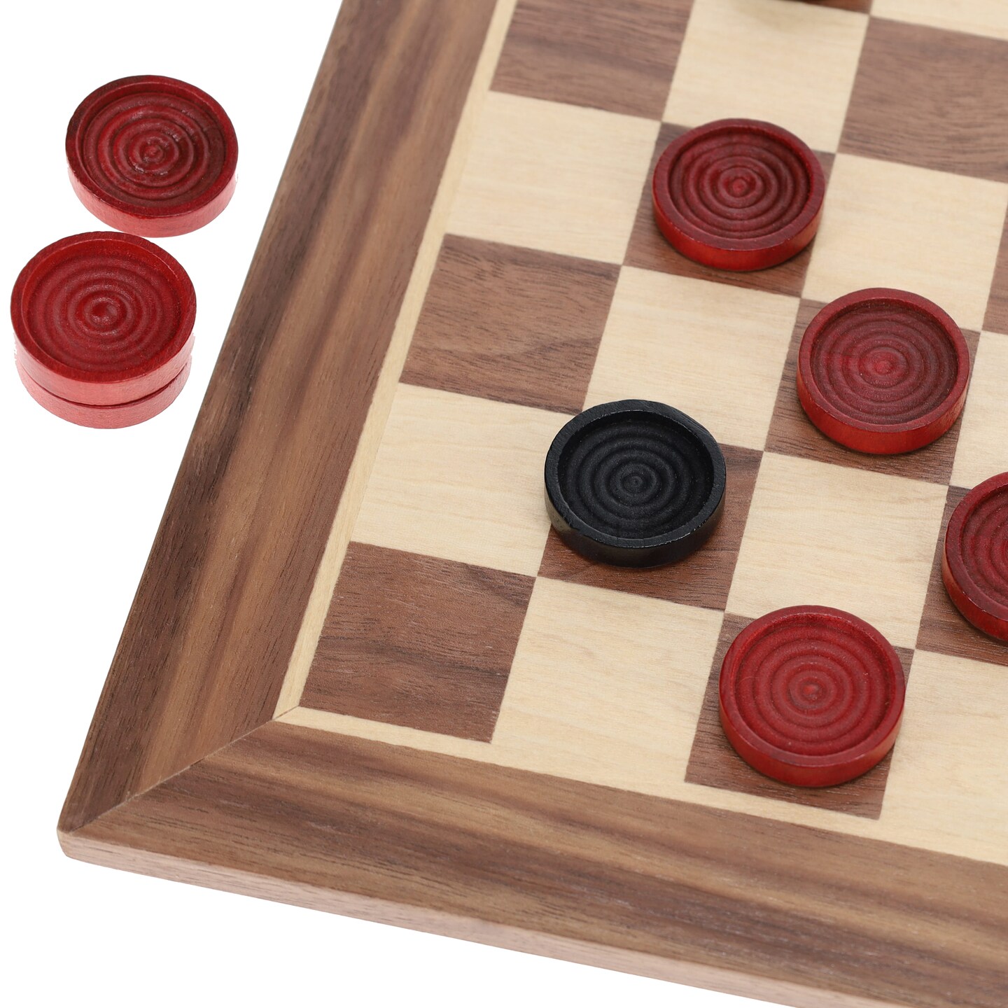 WE Games Old School Red and Black Wooden Checkers Set -12 in.