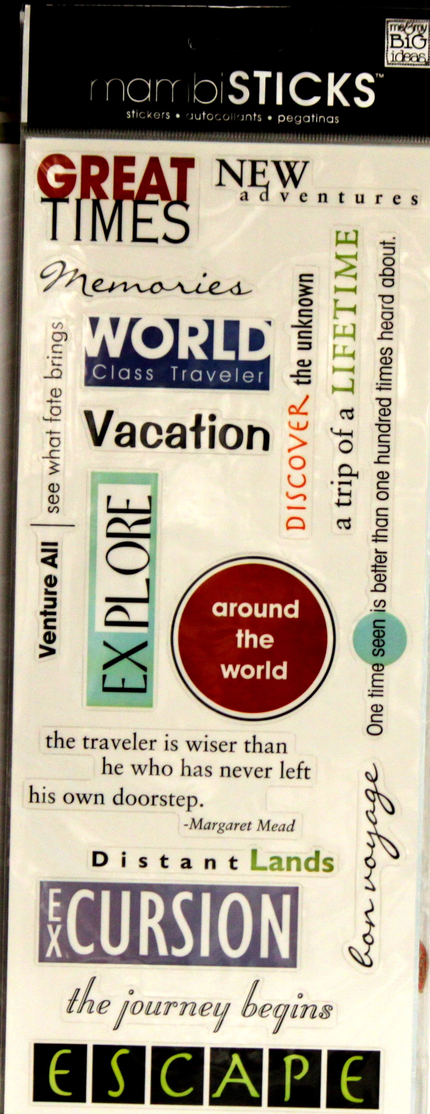 Me &#x26; My Big Ideas Mambi Sticks Travel &#x26; Vacation Clear Stickers