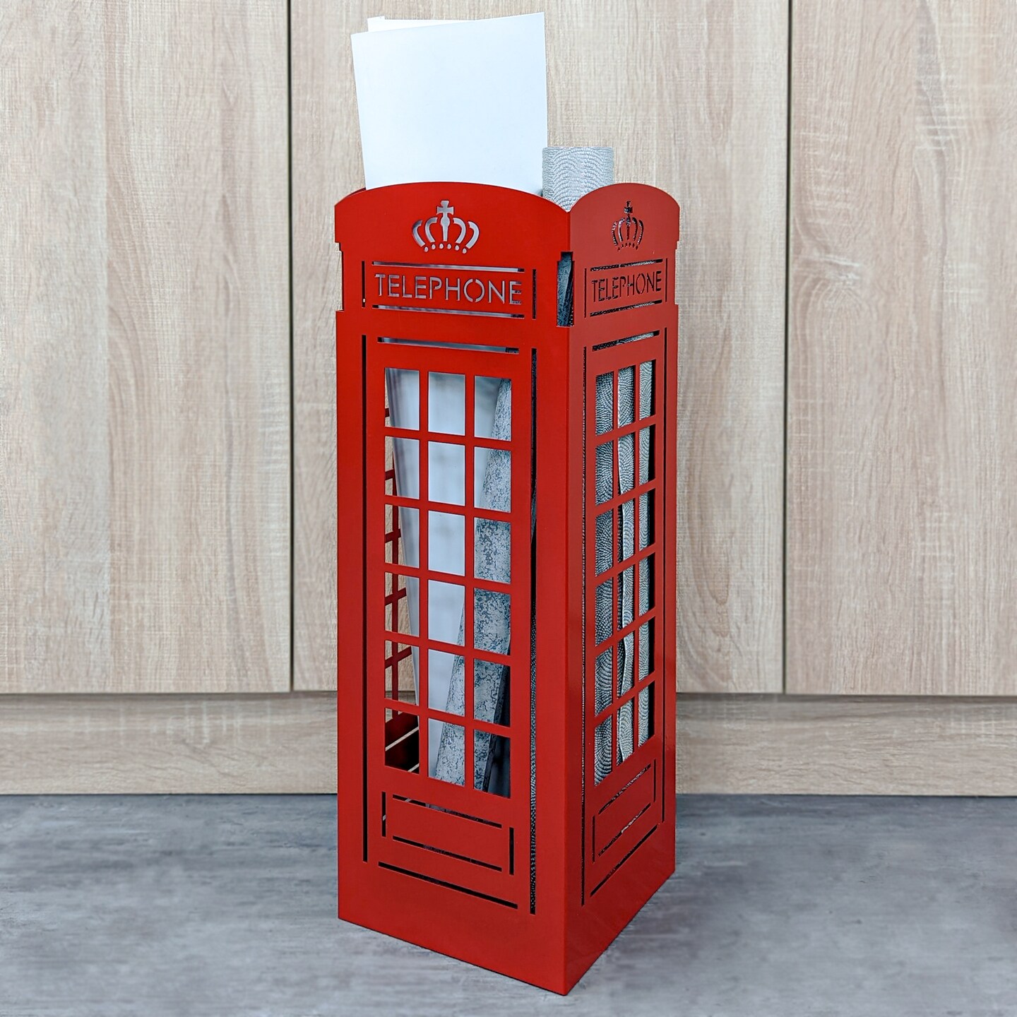 Mango Steam U.K Telephone Booth Red Umbrella Stand - for Entryway &#x26; Living Room