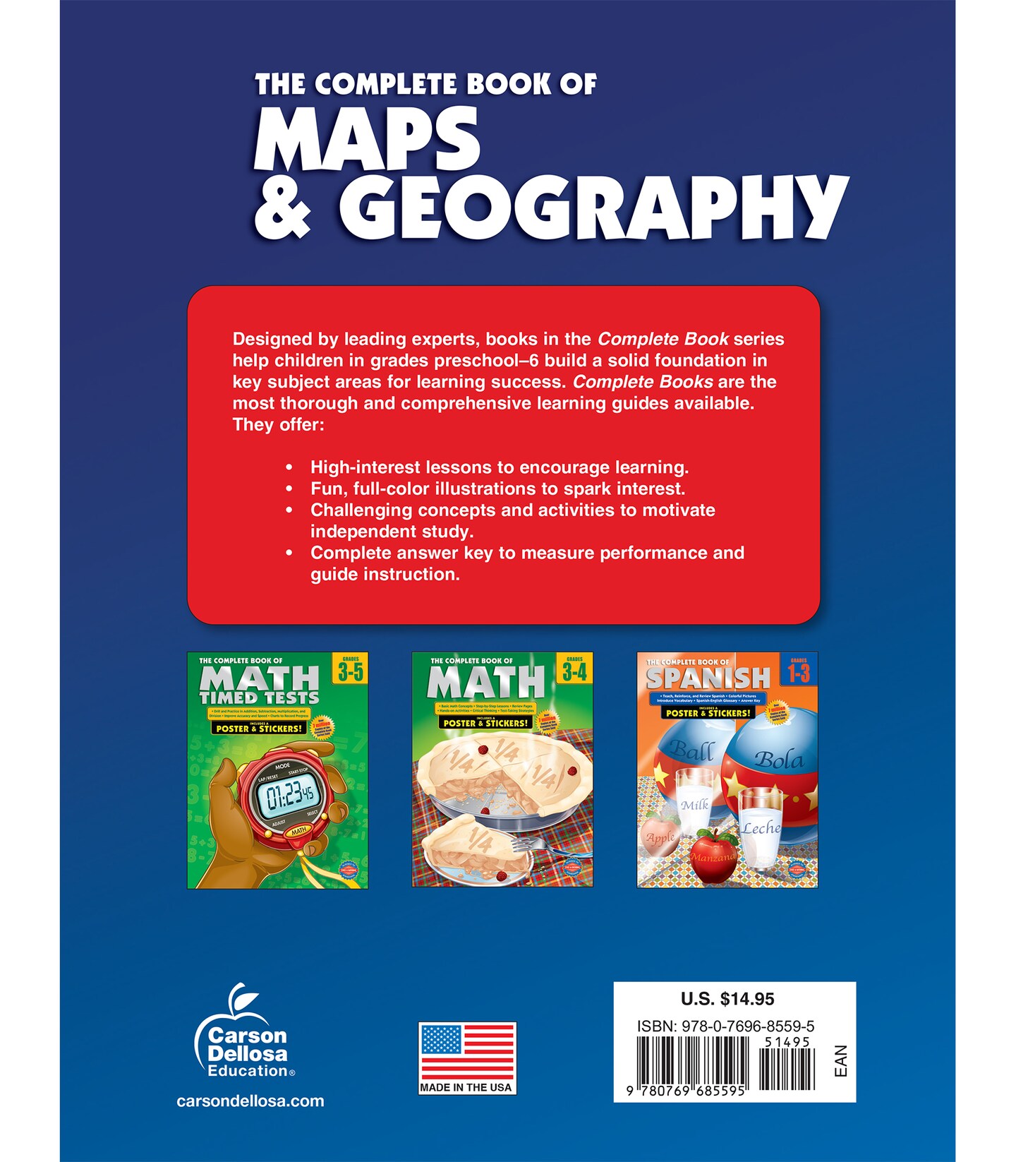 Carson Dellosa Complete Book of Maps and Geography Workbook, Grades 3-6 Social Studies Covering Countries of the World and Global Geography, Classroom or Homeschool Curriculum