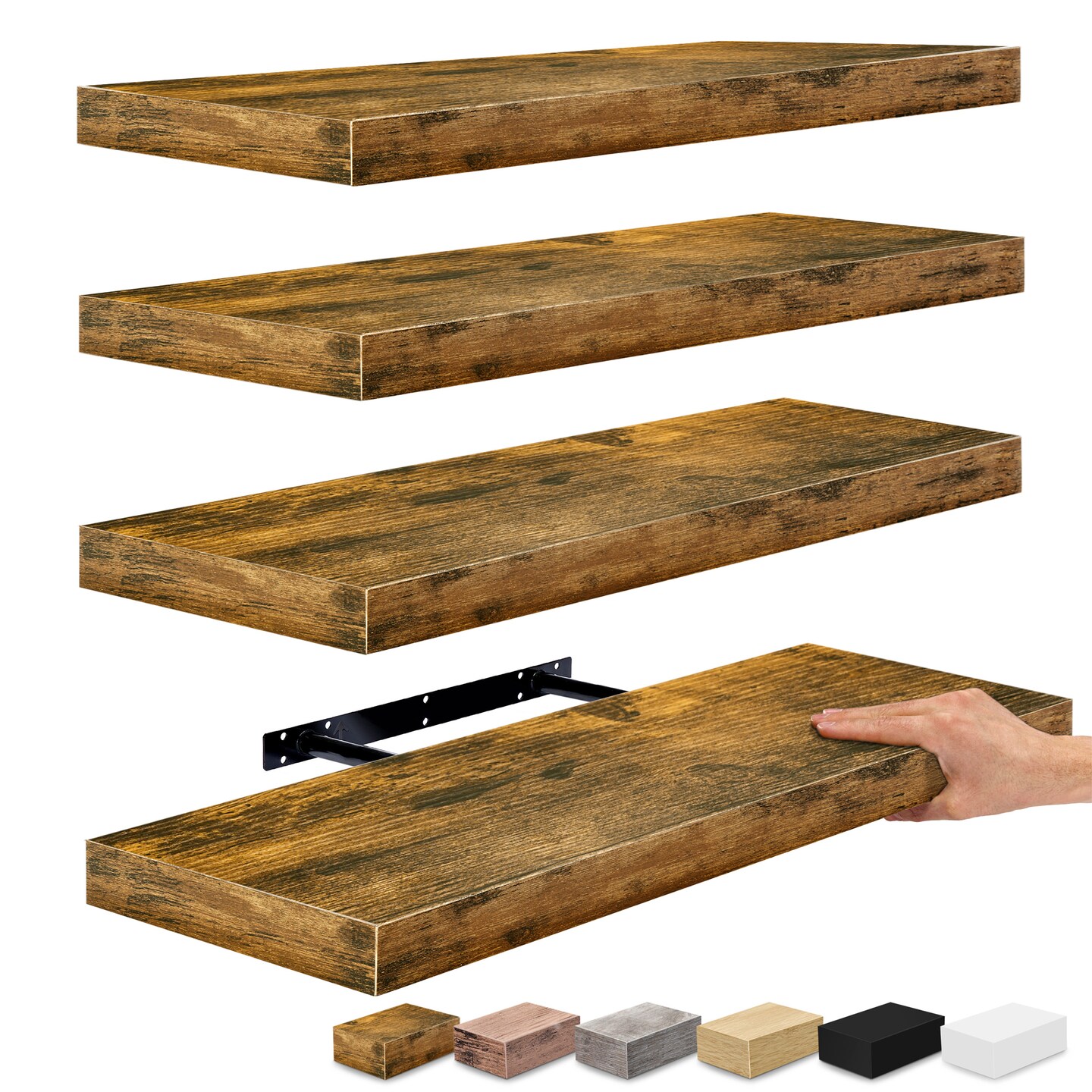 Sorbus 4 Pack Floating Shelves, Wall Shelves Home Decor, Farmhouse Style, 24 x 9 Inch Wall Mounted Floating Shelves
