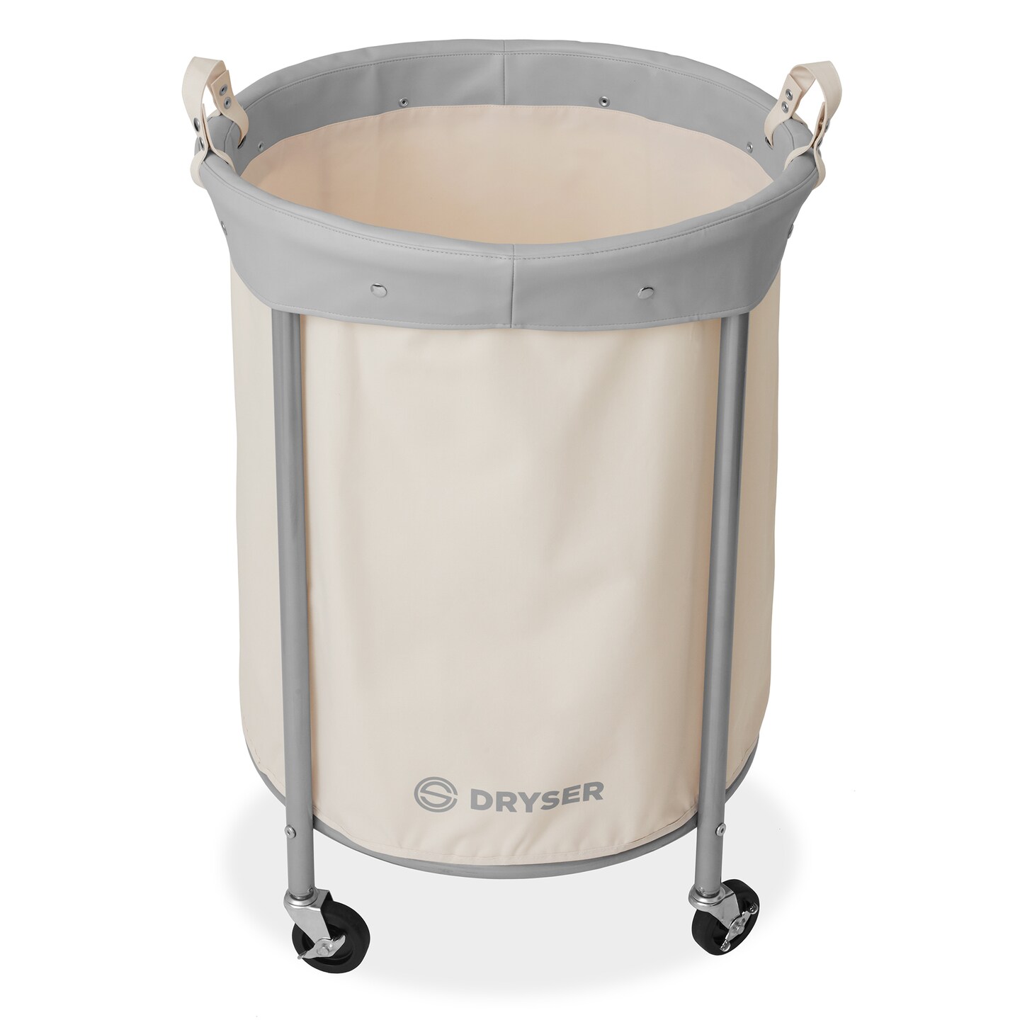 Dryser Laundry Basket with Wheels, 65 Gal. Round Rolling Laundry Hamper with Steel Cart, 4 Casters and 2 Brakes, Removable Liner