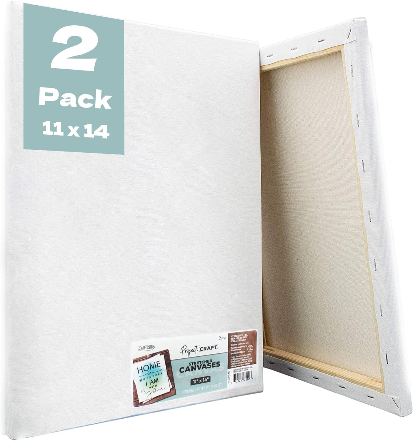 Stretched Canvases for Painting: 11x14 Canvas Painting Supplies for Artists, Blank Canvas Pack, 2-Pack