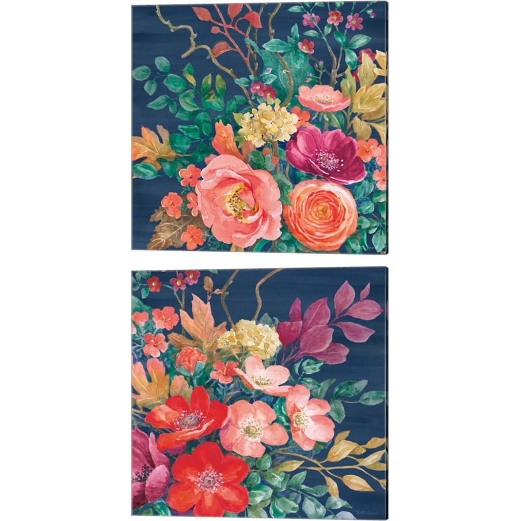 Floral Drama B by Beth Grove 14" x 14" Canvas Wall Art (Set of 2)