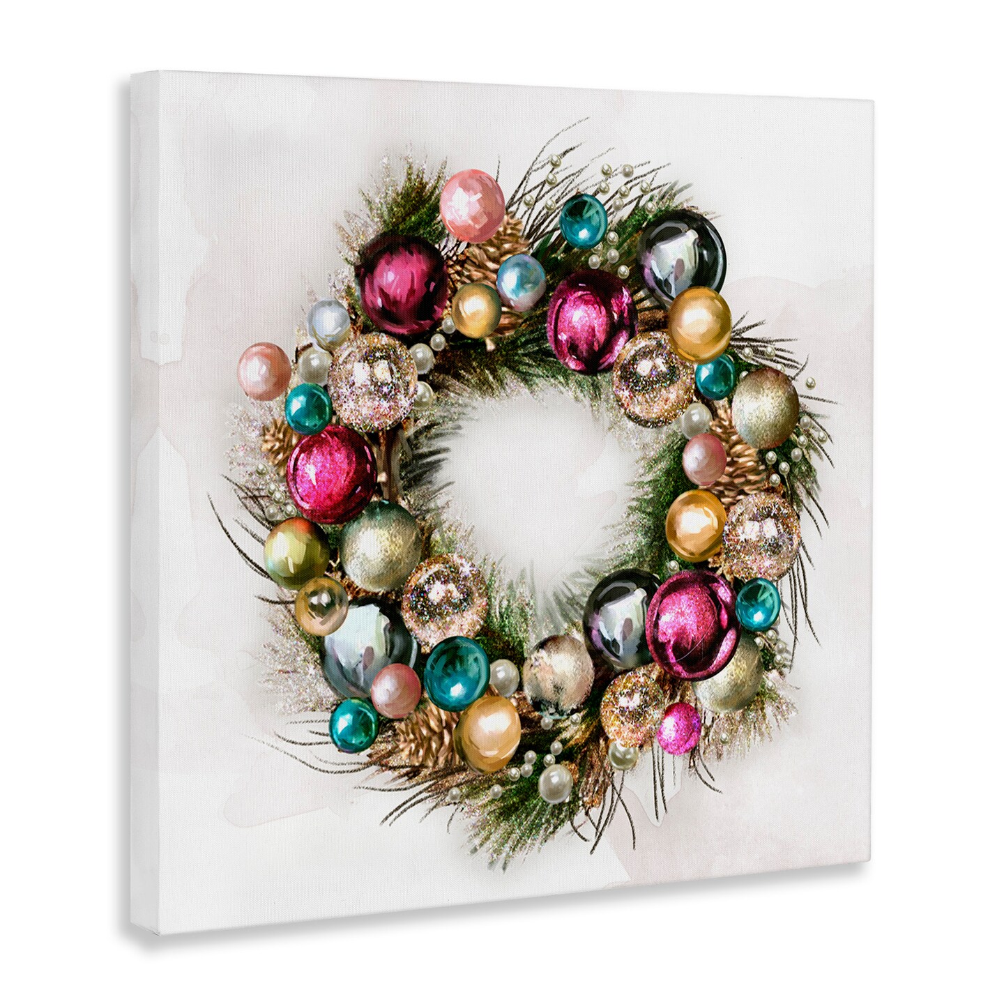 Stupell Industries Festive Ornamental Wreath Canvas Wall Art