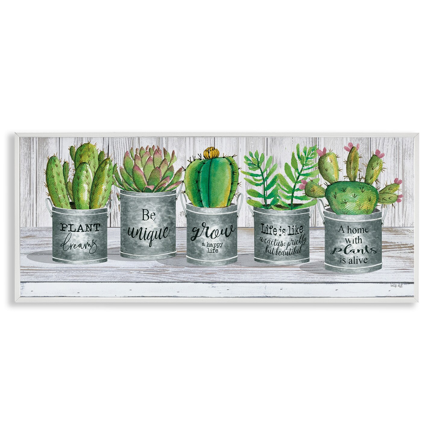Stupell Industries Succulents with Plant Life Puns Framed Giclee Art