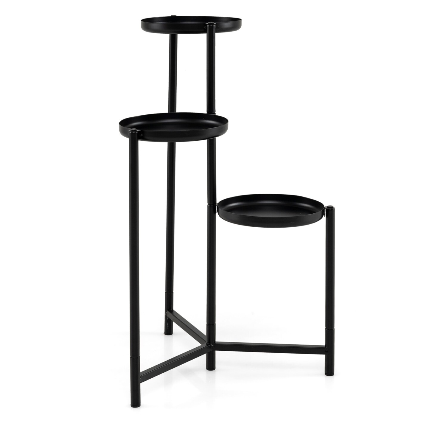 Black Metal Plant Stand 3 Tier Corner Flower Shelf Indoor Outdoor Plant Display Rack for Pots Living Room Balcony Window Decor