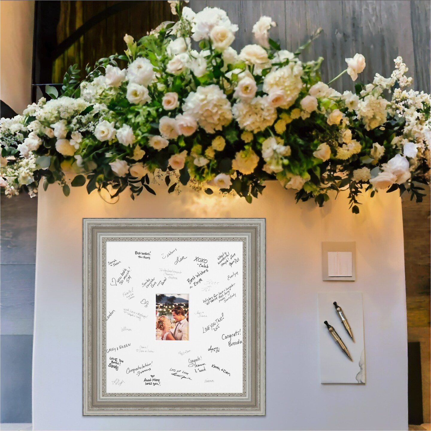 Parlor Signature Mat Picture Frame, Photo Frame Wedding Guest Book Alternative, Autograph Picture Mat for Signature Board, Wedding Celebrations Graduations Support Encouragement or Retirement