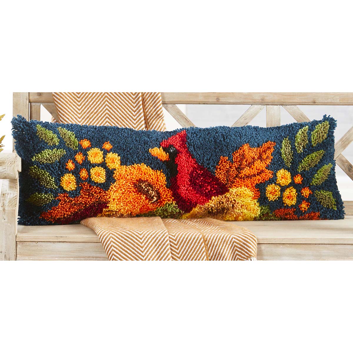 Herrschners  Fall Splendor Bench Pillow Latch Hook Kit