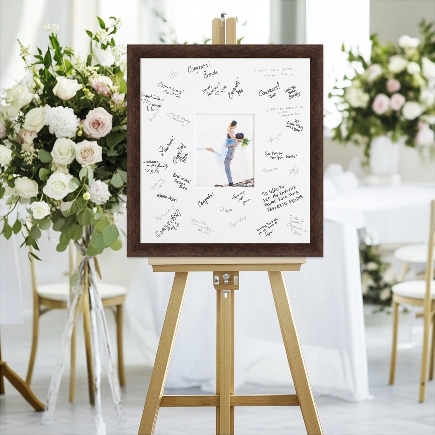 Warm Signature Mat Picture Frame, Photo Frame Wedding Guest Book Alternative, Autograph Picture Mat for Signature Board, Wedding Celebrations Graduations Support Encouragement or Retirement