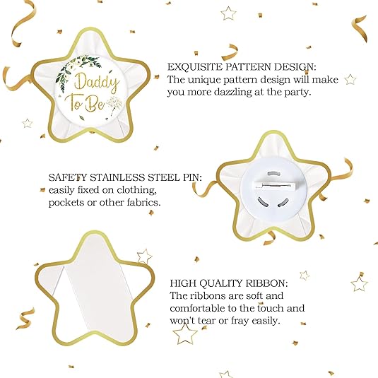 Mom To Be Tinplate Badge Pin, Baby Shower/Gender Reveal Button Pins, Daddy To Be Button Pin, White Rosette Mom To Be Button