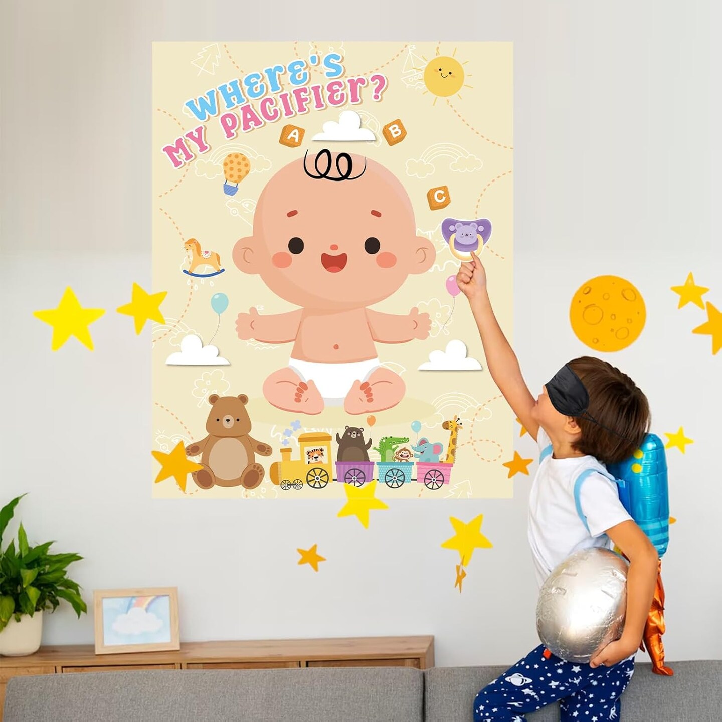 Pin the Pacifier on the Baby Shower Game, 36 Players Gender Reveal Party Supplies, Where is The Baby&#x2019;s Binky
